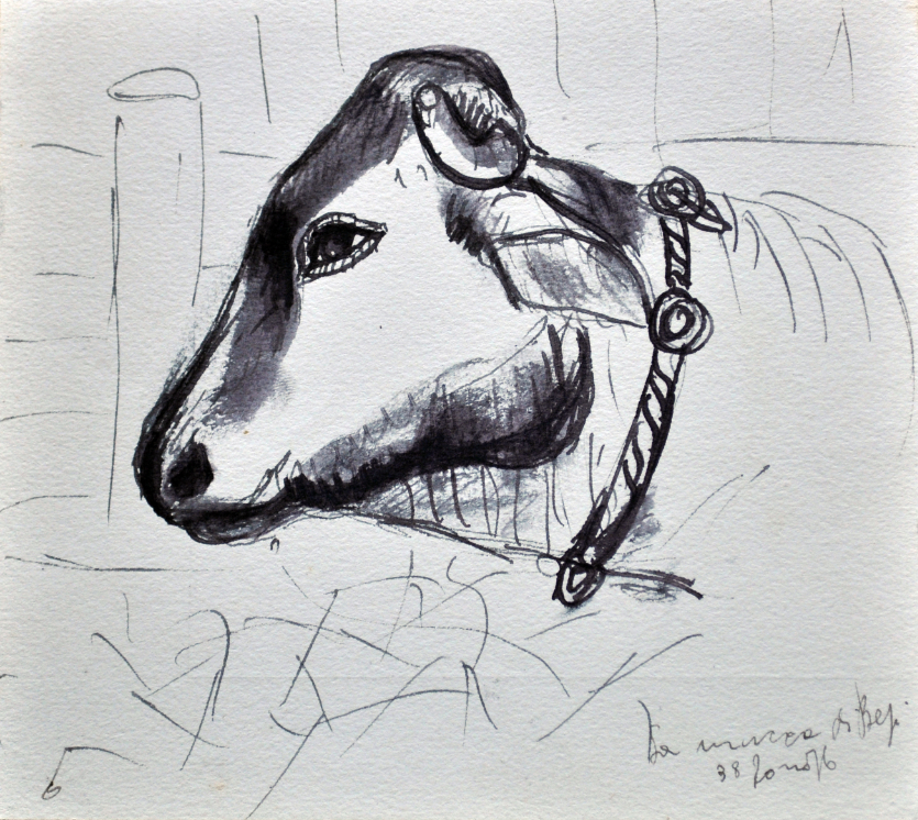 La mucca di Bepi, inchiostro al tratto del 1938, dim, cm 14x15,5