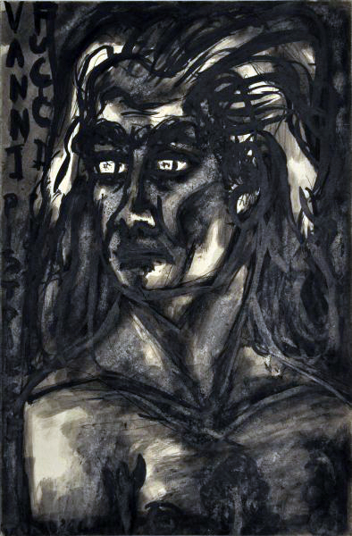 Dante, Inf. XXV: Vanni Fucci pistoiese, china acquerellata del 1964, dim. cm 41 x 27