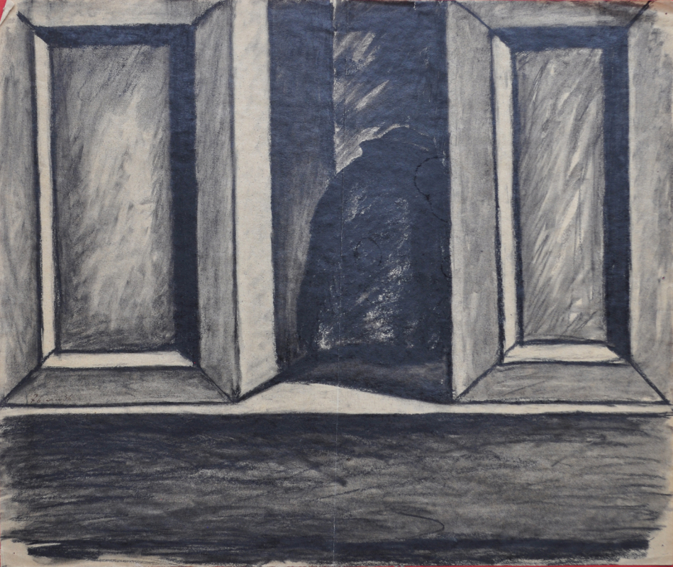 Pensionato, carboncino del 1936, dim. cm 40 x 48